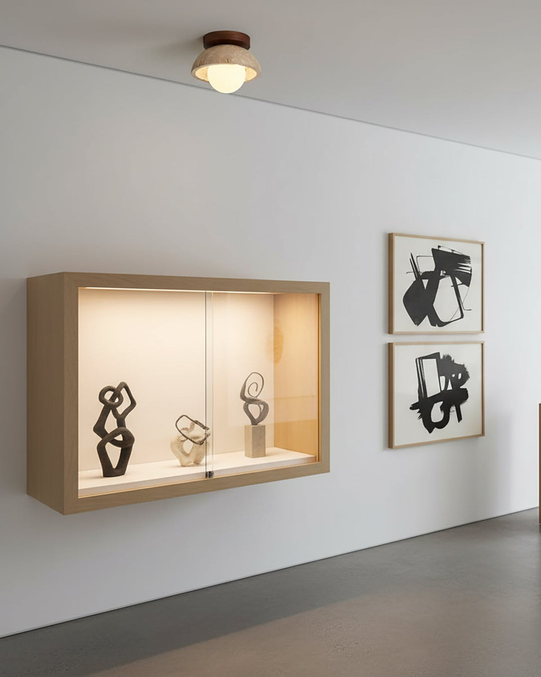 Lámpara de techo decorativa con acabado de piedra en forma de globo