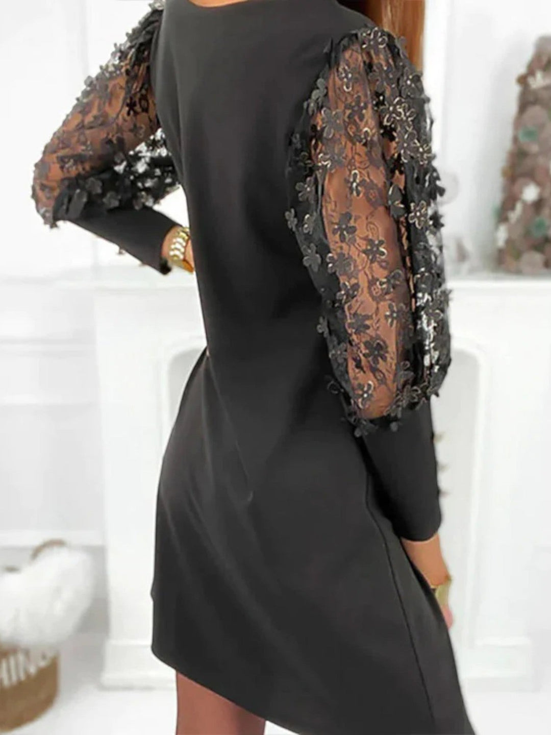 Solène | Elegantes Kleid Mit Langen Ärmeln Für Damen | Mini