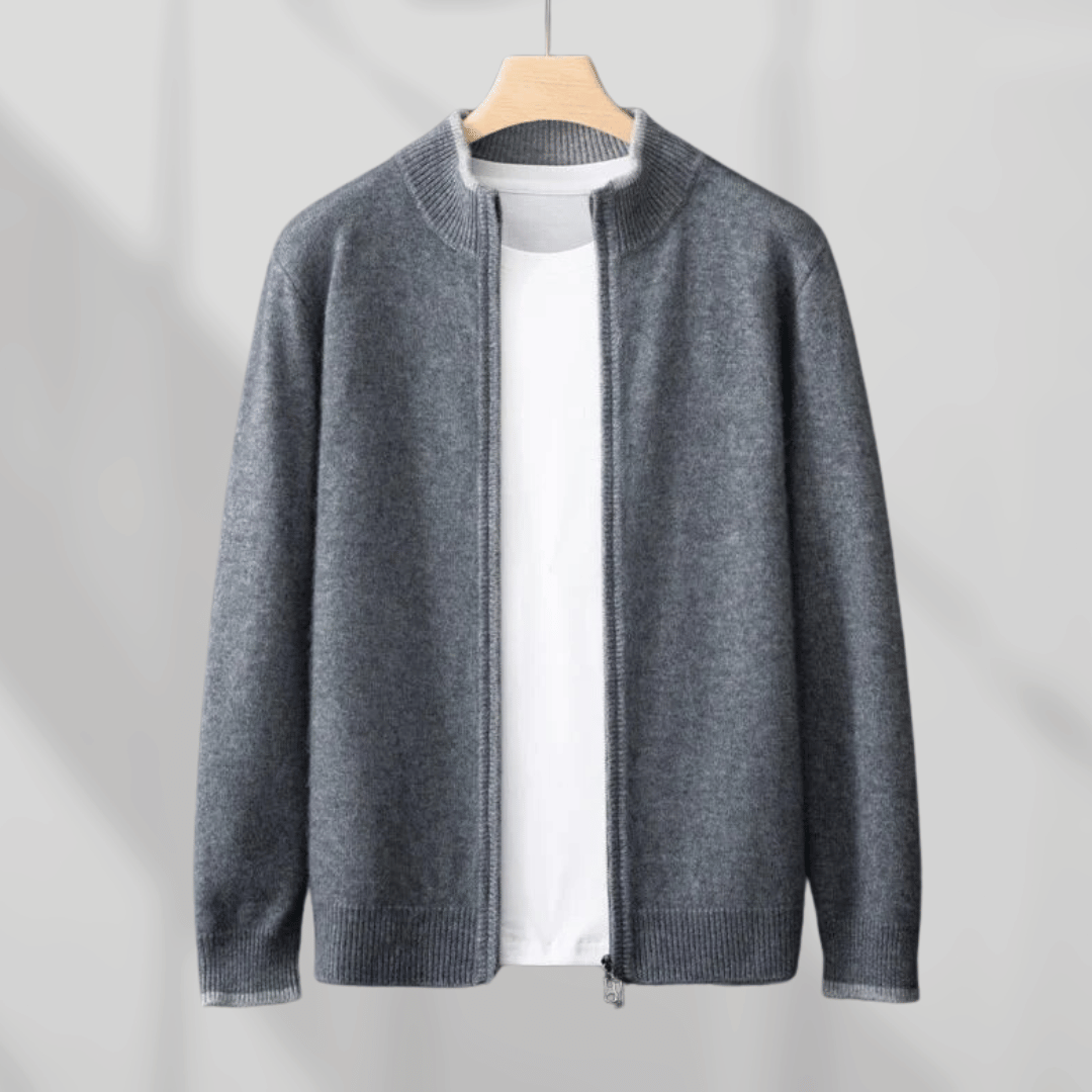 Herren Kaschmir Reißverschlussjacke Mit Langen Ärmeln | Winter