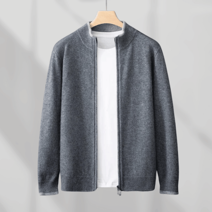 Herren Kaschmir Reißverschlussjacke Mit Langen Ärmeln | Winter
