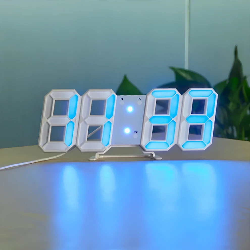 3D LED-Wanduhr – Groß, Dimmbar & mit Anzeige für Zeit, Datum & Temperatur | Moderne Digitaluhr für Wohnzimmer, Büro & Schlafzimmer