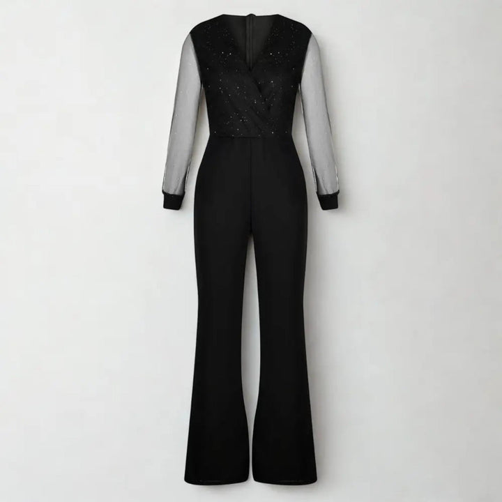 Vivienne | Langärmeliger Jumpsuit Mit V-ausschnitt Für Damen