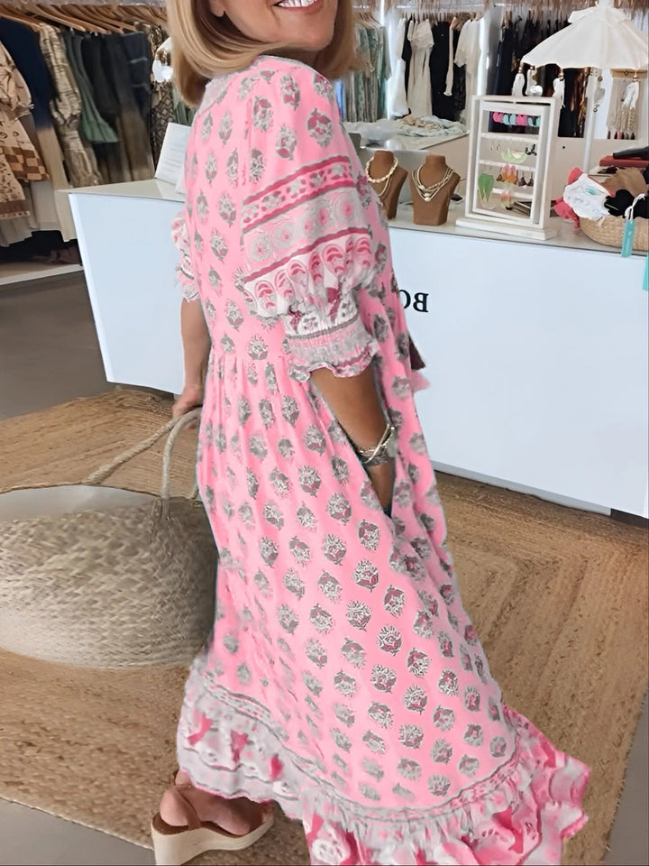 Florence | Boho V-ausschnitt Sommerkleid Für Damen | Maxi