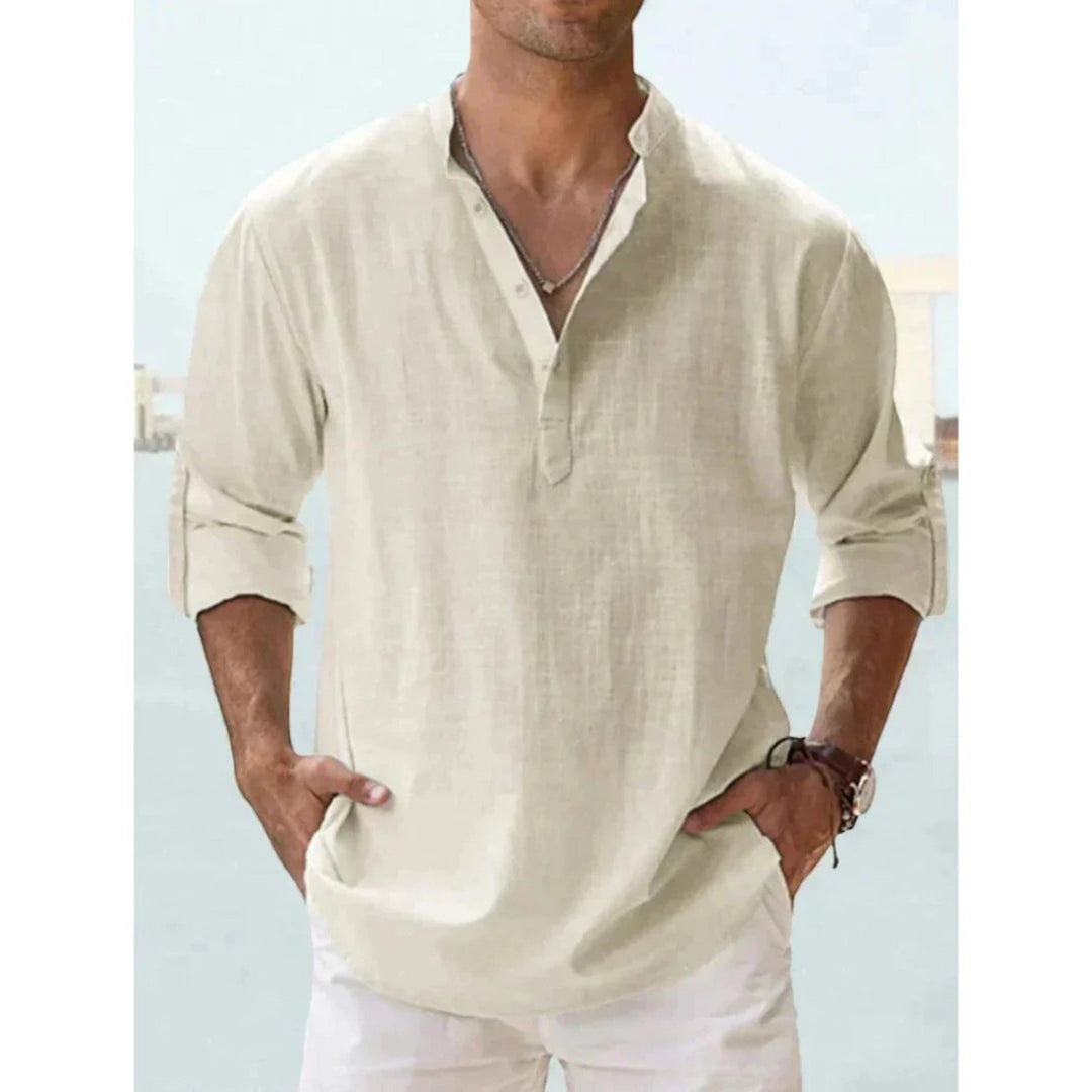 Bastien | Lässiges Henley-shirt Für Herren | Langarm