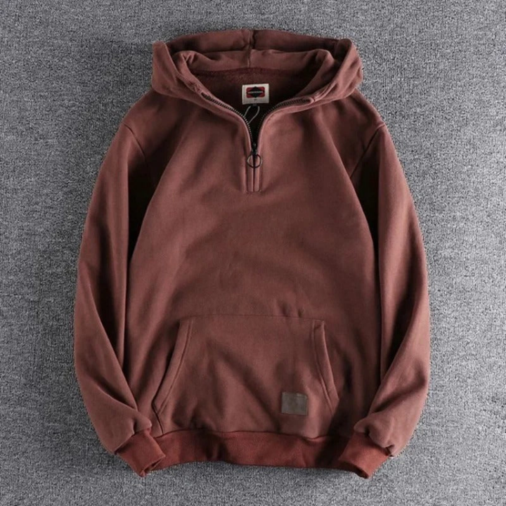 Herren Lässiger Winter Hoodie | Halb Reißverschluss