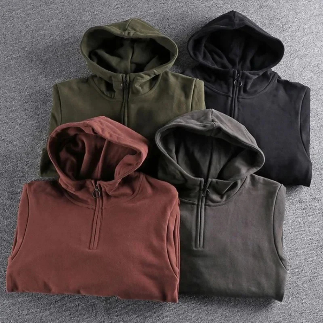 Herren Lässiger Winter Hoodie | Halb Reißverschluss