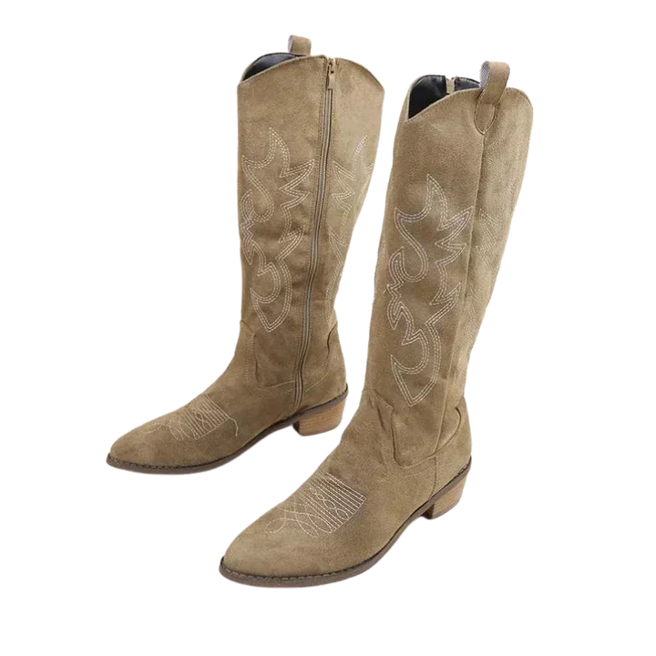 Trendige Cowboystiefel Mit Niedrigem Absatz Für Damen | Winter
