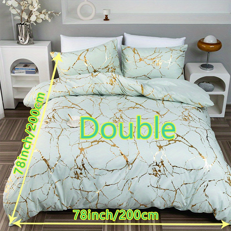 Hot Stamped Marble Quilt Cover and Pillowcase Set