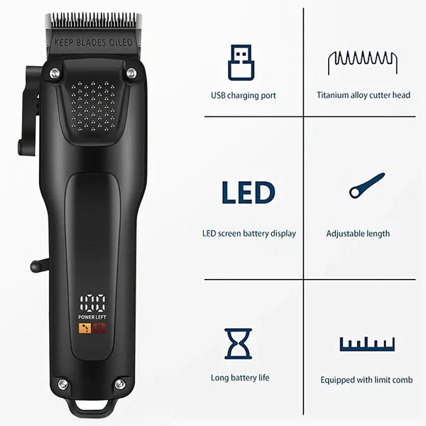 GroomMaster – 3-teiliges professionelles Haar- & Bartpflegeset für Herren | Kabellose Trimmer mit LED-Display & USB-Aufladung