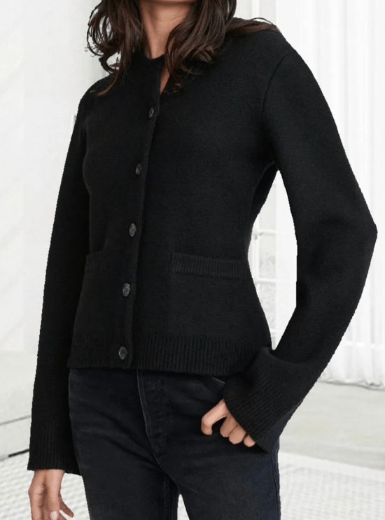 Damen Kaschmir-Cardigan Mit Knöpfen Und Tasche | Langarm