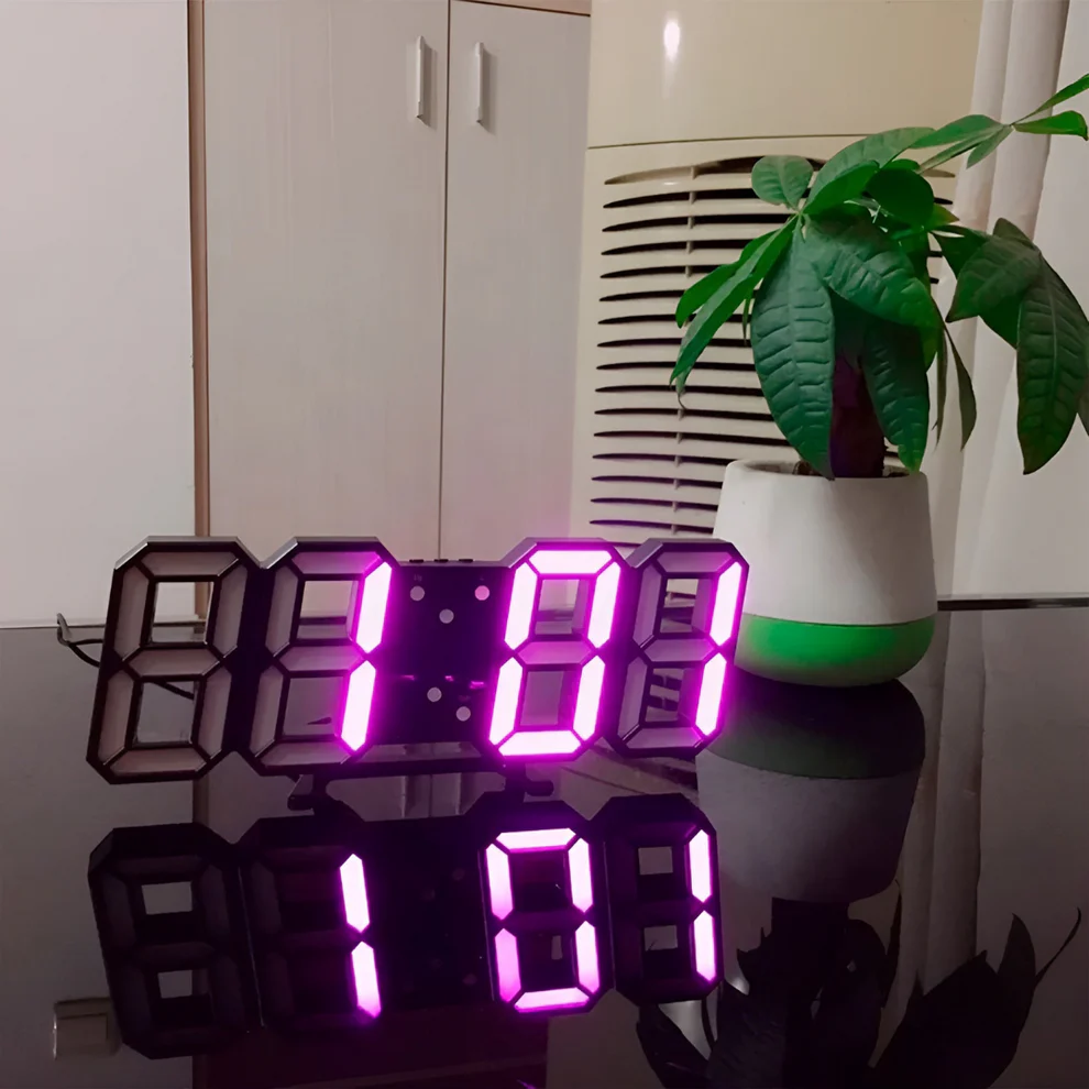 3D LED-Wanduhr – Groß, Dimmbar & mit Anzeige für Zeit, Datum & Temperatur | Moderne Digitaluhr für Wohnzimmer, Büro & Schlafzimmer