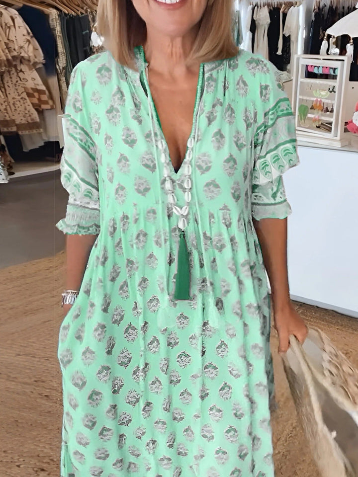 Florence | Boho V-ausschnitt Sommerkleid Für Damen | Maxi