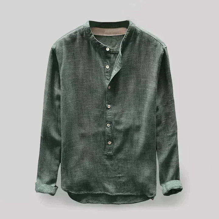 Einfaches Henley-Kragenhemd Für Herren | Langarm