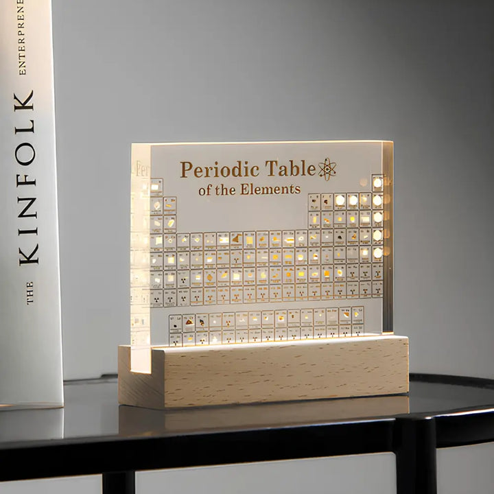 Glowing Periodic Table Showcase Featuring Real Elements
