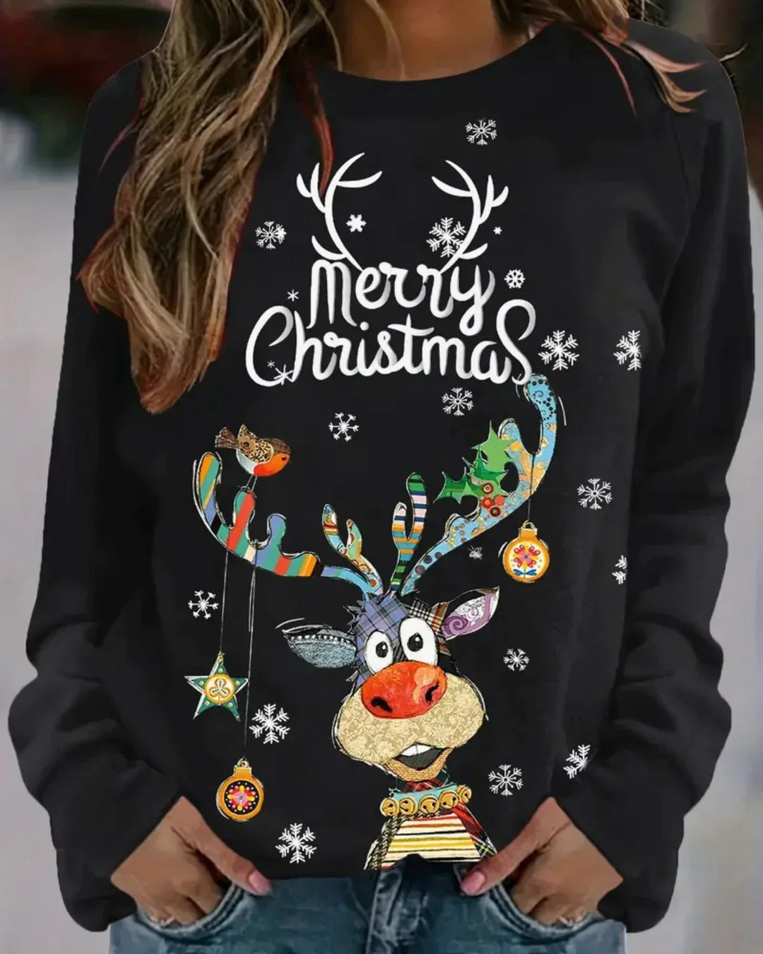 Damen Trendy Weihnachts-Sweatshirt | Langarm