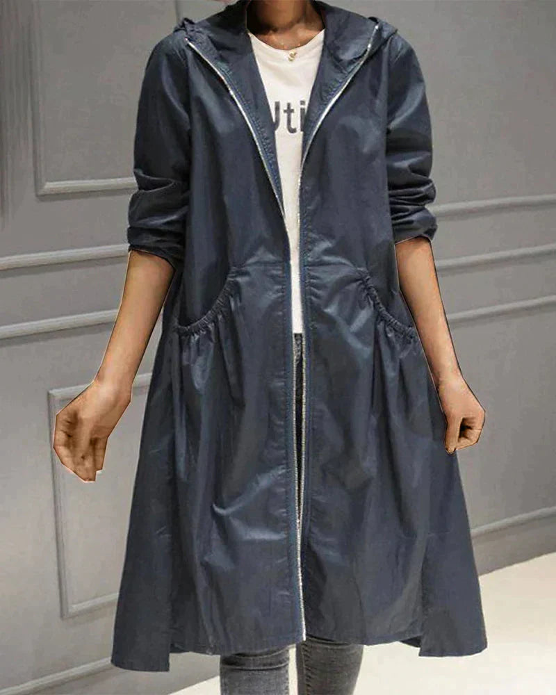 Regenjacke Mit Kapuze Für Damen | Langer Schnitt