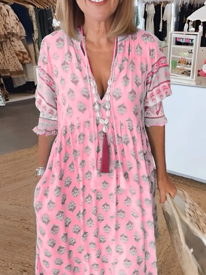 Florence | Boho V-ausschnitt Sommerkleid Für Damen | Maxi