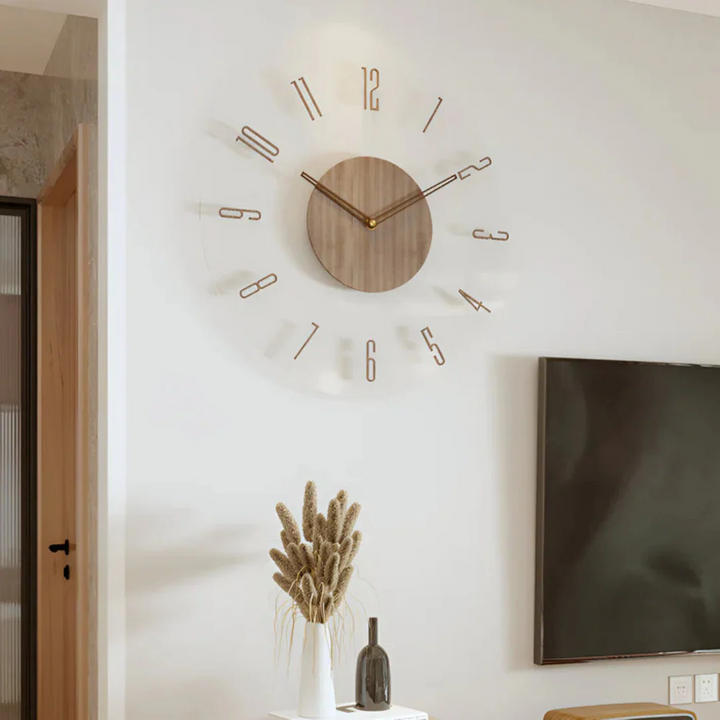 Große Wanduhr aus Acryl & Holz – Modernes & Stilvolles Design | Perfekt für Wohnzimmer, Büro & zeitgemäße Raumgestaltung