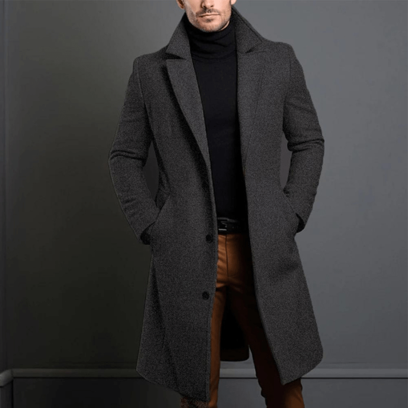 Stylischer Trenchcoat Mit Offener Front Für Herren | Lang