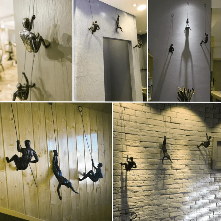 Wanddeko-Set Kletternde Männer – Kreatives & Dynamisches 3D-Design | Moderne Metallkunst für Wohnzimmer, Flur & Büro
