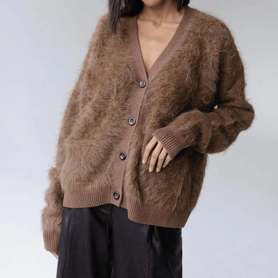 Lässiger Damen-Cardigan Mit Knopfleiste Und V-Ausschnitt | Lange Ärmel