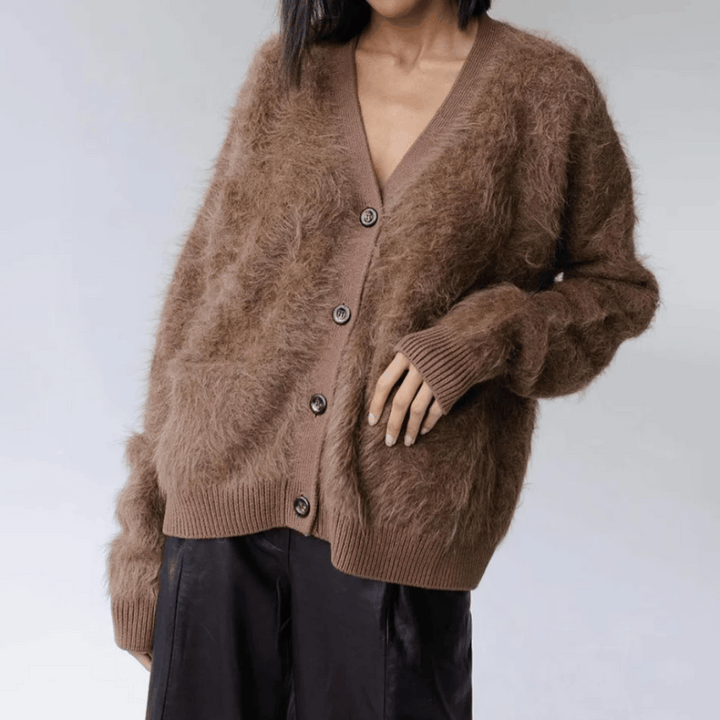 Lässiger Damen-Cardigan Mit Knopfleiste Und V-Ausschnitt | Lange Ärmel