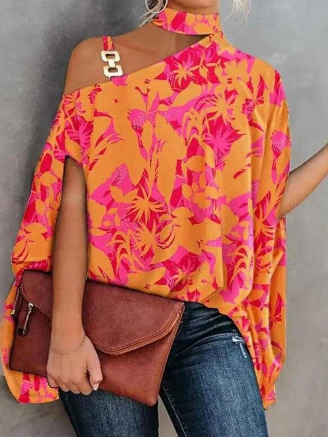 Lyra | Einschultriges Top Mit Geometrischem Print Für Damen | Lockere Passform