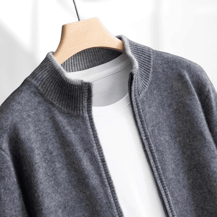 Herren Kaschmir Reißverschlussjacke Mit Langen Ärmeln | Winter