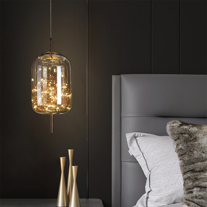 Hanging Glass LED Pendant Light Warm Ambient Ceiling Illumination