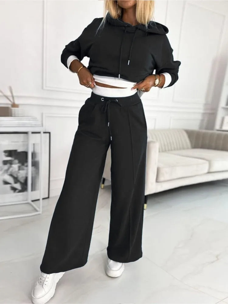 Damen Kapuzenoberteil Und Hose Set | Trainingsanzug