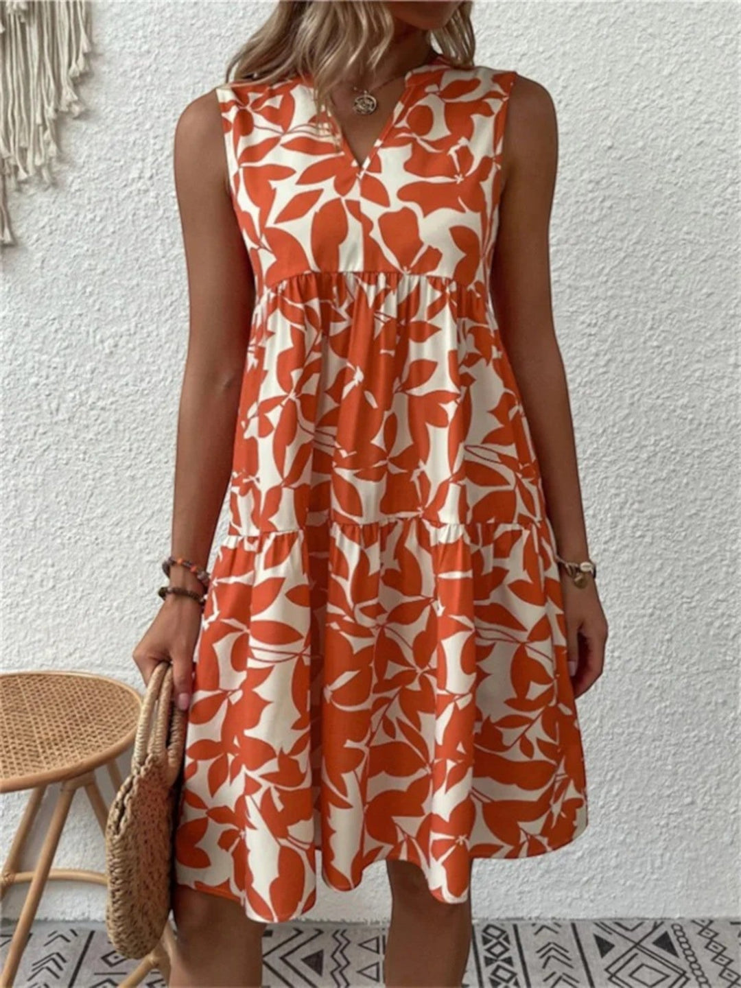 Élina | Ärmelloses Sommerkleid Mit Blättermuster Für Damen