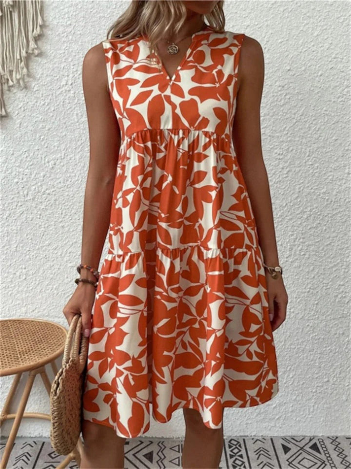 Élina | Ärmelloses Sommerkleid Mit Blättermuster Für Damen