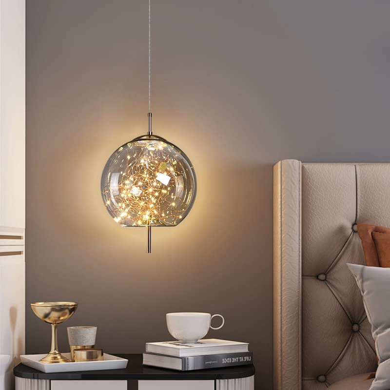 Hanging Glass LED Pendant Light Warm Ambient Ceiling Illumination