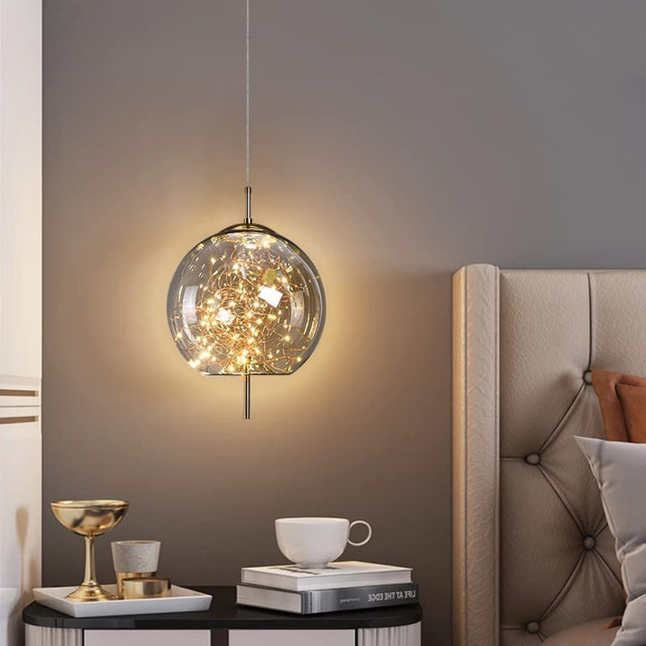 Hanging Glass LED Pendant Light Warm Ambient Ceiling Illumination