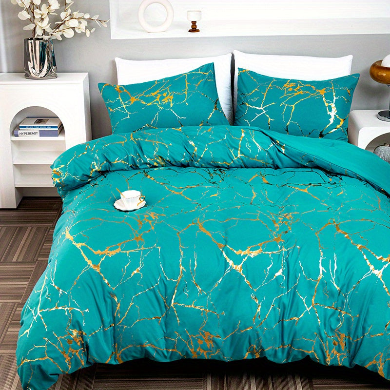 Hot Stamped Marble Quilt Cover and Pillowcase Set
