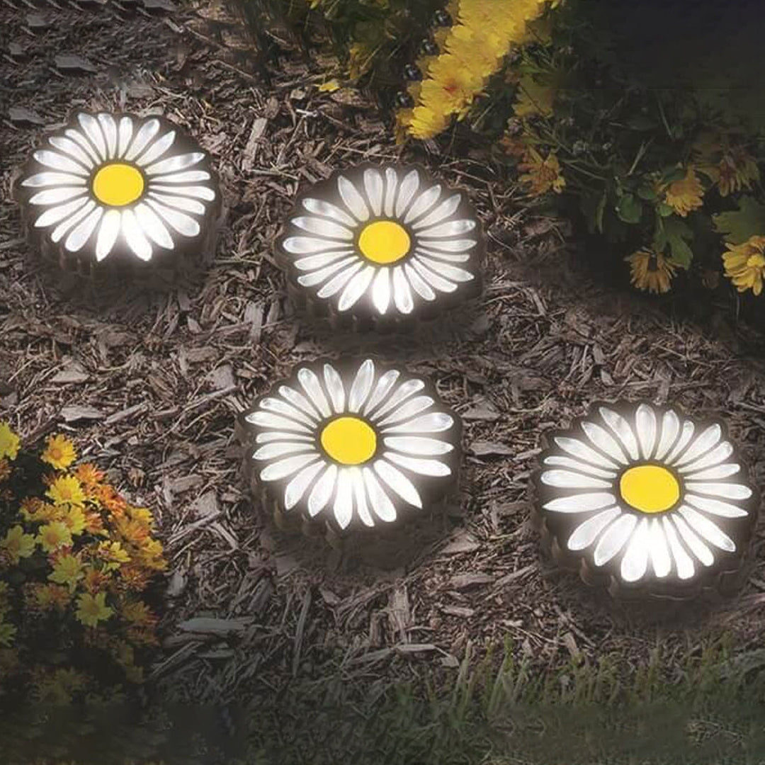 Luces solares creativas en cadena con margaritas para jardín y paisaje exterior