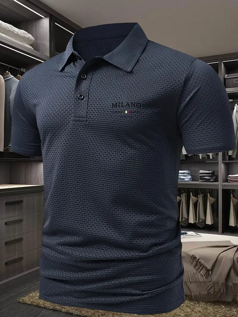 Stilvolles Strukturiertes Poloshirt Für Männer | Kurzarm