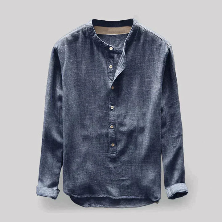 Einfaches Henley-Kragenhemd Für Herren | Langarm