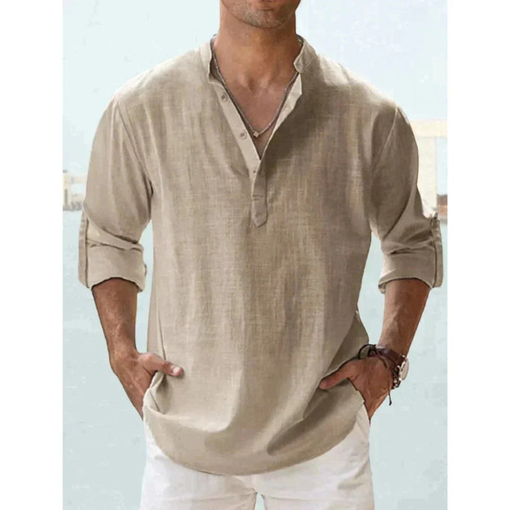 Bastien | Lässiges Henley-shirt Für Herren | Langarm