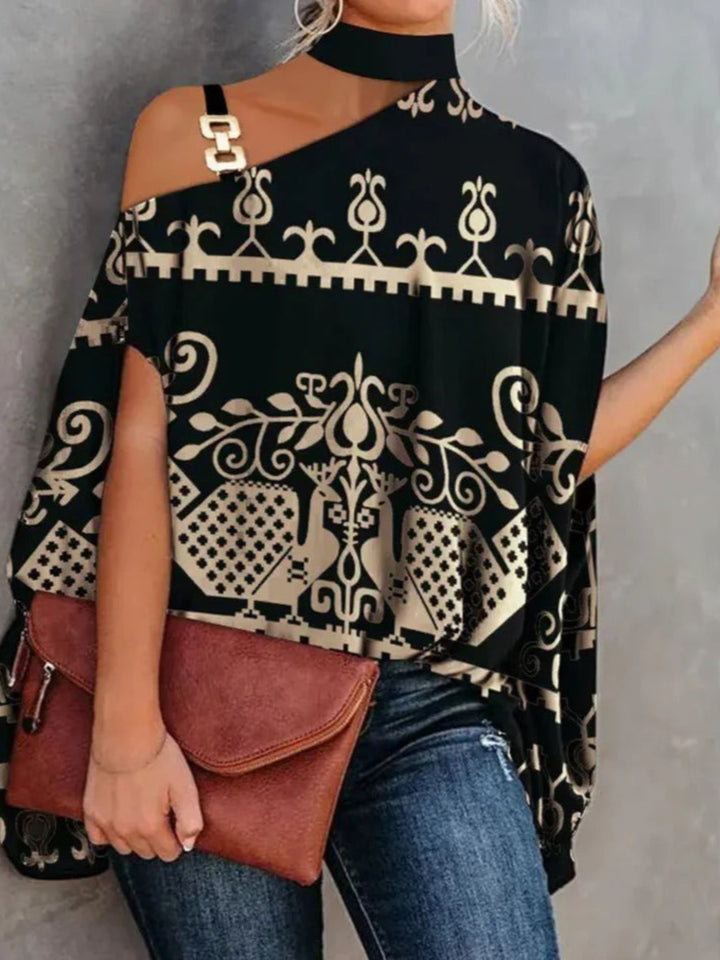 Lyra | Einschultriges Top Mit Geometrischem Print Für Damen | Lockere Passform
