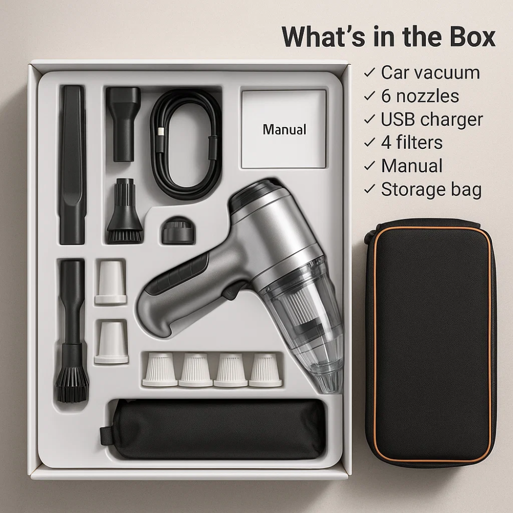 Portable Car Vacuum Cleaner Cordless High Suction Cleaning Tool