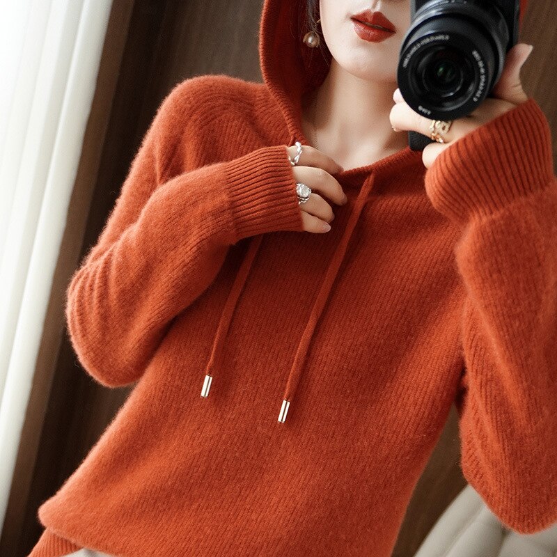 Damen Kaschmir Hoodie Mit Langen Ärmeln | Winter