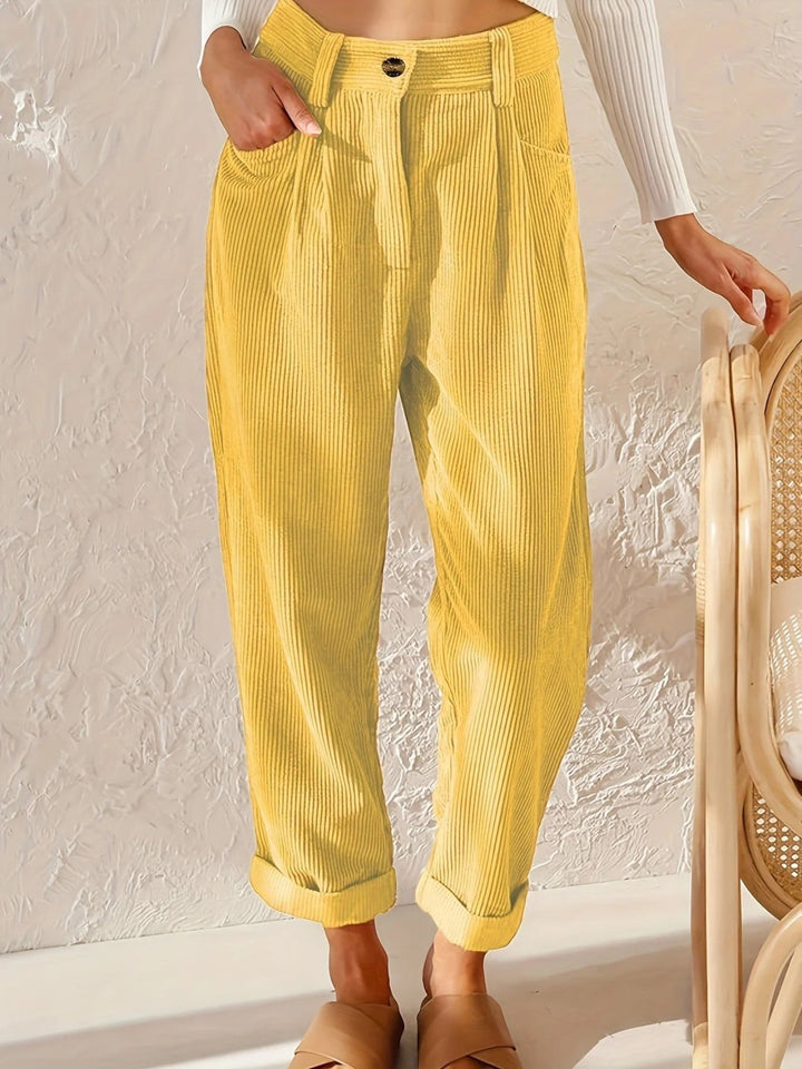 Camila | Chic Hochtaillierte Cordhosen Für Frauen