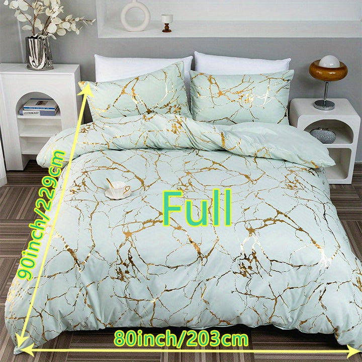 Hot Stamped Marble Quilt Cover and Pillowcase Set