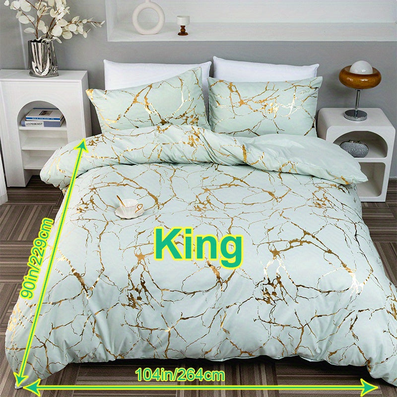 Hot Stamped Marble Quilt Cover and Pillowcase Set