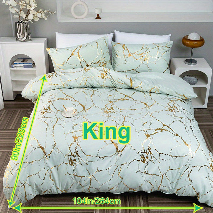 Hot Stamped Marble Quilt Cover and Pillowcase Set
