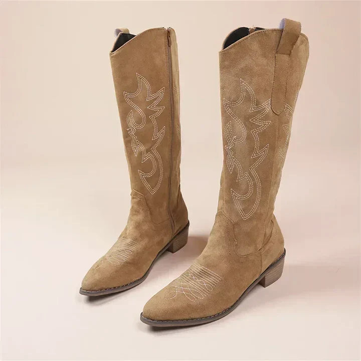 Trendige Cowboystiefel Mit Niedrigem Absatz Für Damen | Winter