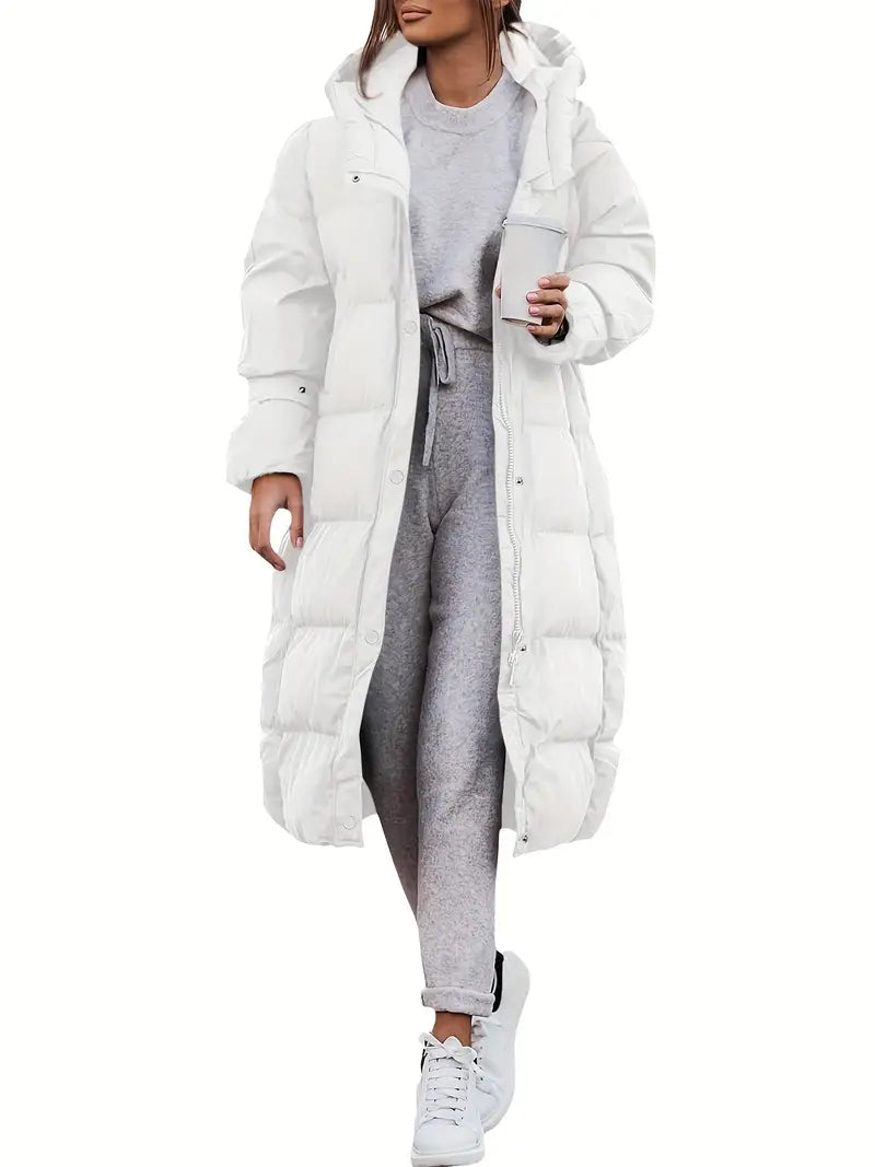 Lange Pufferjacke Mit Kapuze Für Frauen | Winter