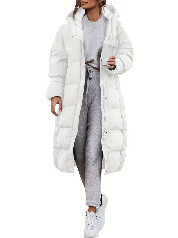 Lange Pufferjacke Mit Kapuze Für Frauen | Winter