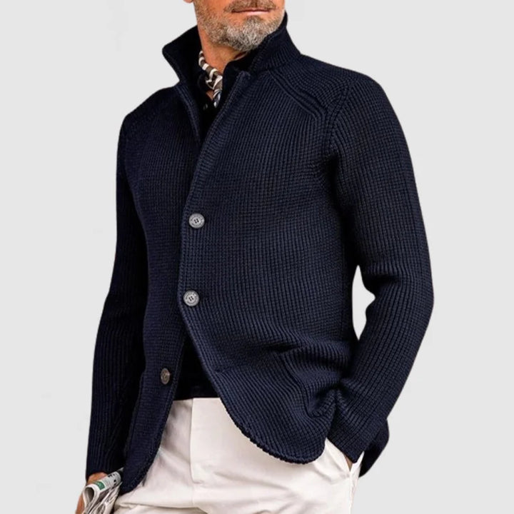 Gerippter Strickblazer Mit Stehkragen Für Herren | Lange Ärmel